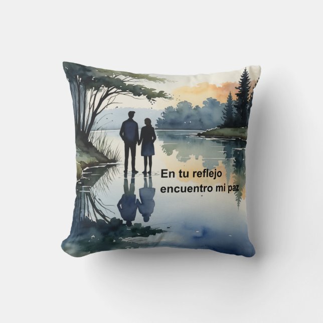Water Reflections: Minimalist Illustration in Ac Cushion (Front)
