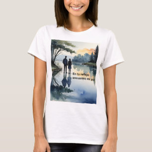 Water Reflections: Minimalist Illustration in Ac T-Shirt