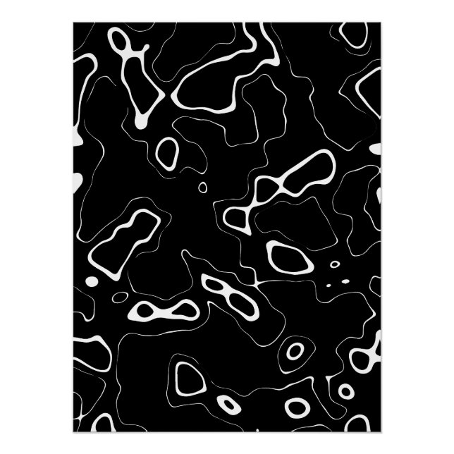 Water Ripples / Black Marble Pattern Wall Poster (Front)
