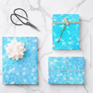 Water ripples blue water texture cool modern chic wrapping paper sheet