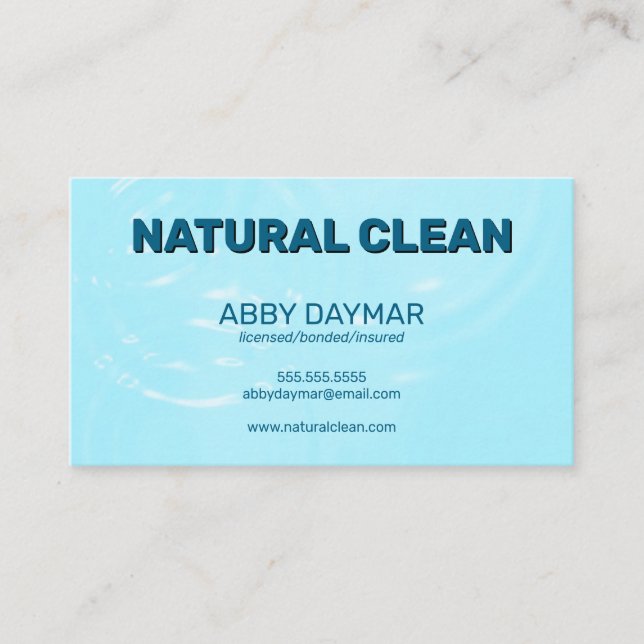Water Ripples Housecleaning Janitorial Service Business Card (Front)