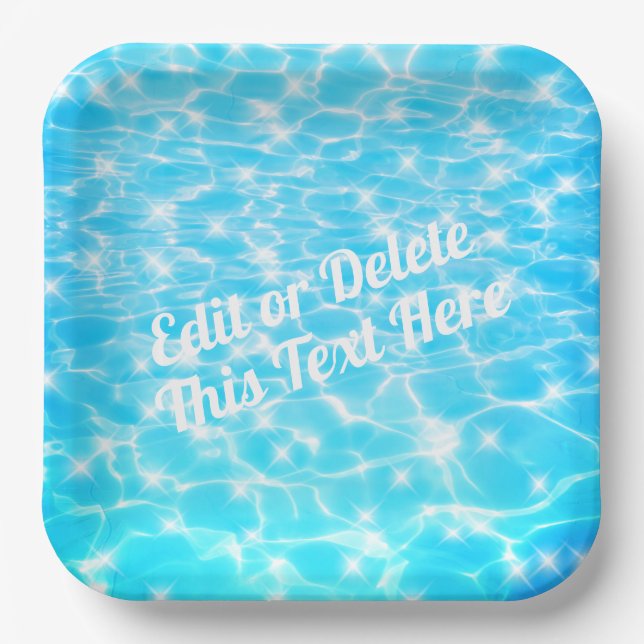 Water ripples Pool party Beach party Summer party  Paper Plate (Front)