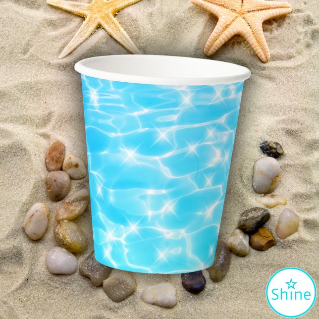 Water ripples pool party summer beach party modern paper cups (Creator Uploaded)