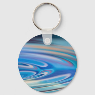 Water Ripples turquoise Abstract multicolor Key Ring