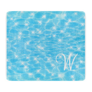 Water ripples water textures modern chic monogram cutting board