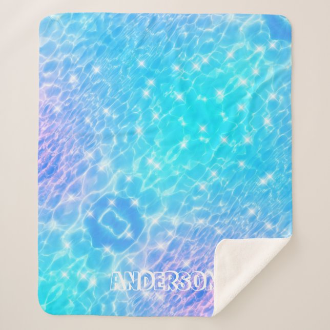 Water ripples water textures modern custom name sherpa blanket (Front)