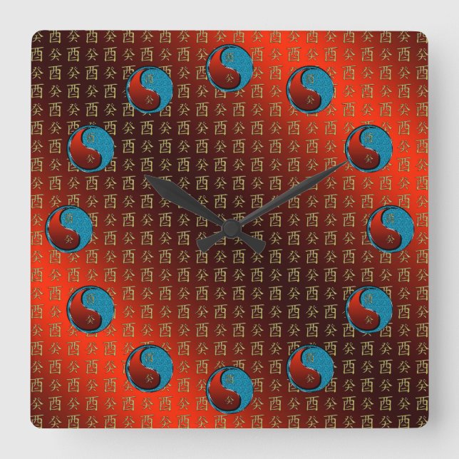 Water Rooster Square Wall Clock (Front)
