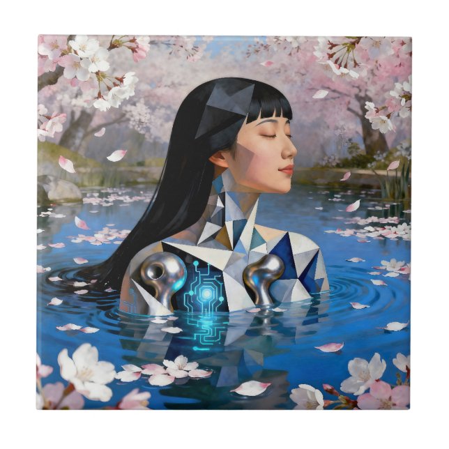 "Water’s Digital Dream" – A Digital Portrait       Ceramic Tile (Front)