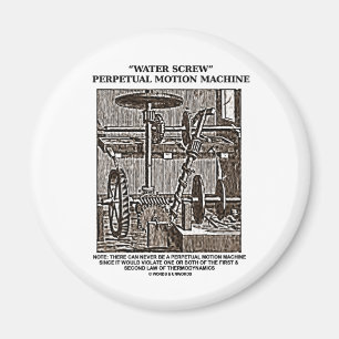 Water Screw Perpetual Motion Machine Woodcut Magnet