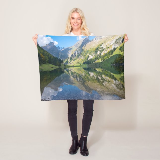 Water | Seealpsee Lake  Swiss Alps Switzerland Fleece Blanket (In Situ)