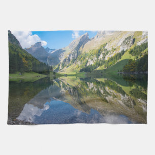 Water   Seealpsee Lake  Swiss Alps Switzerland Tea Towel