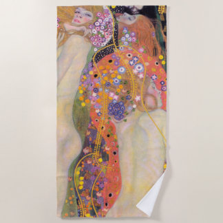 Water Serpents, Gustav Klimt Beach Towel