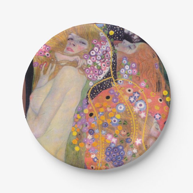 Water Serpents, Gustav Klimt Paper Plate (Front)