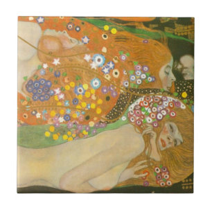 Water Serpents II by Gustav Klimt, Art Nouveau Ceramic Tile