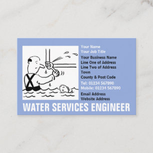 Water Services Engineer Cartoon Business Card