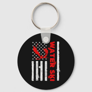 Water ski american flag beachsports wave lover key ring