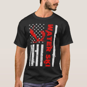 Water Ski American Flag Beachsports Wave Lover Wat T-Shirt