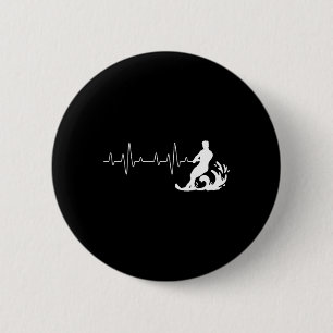Water Ski Heartbeat - Waterskier Watersports Water 6 Cm Round Badge
