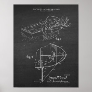 Water Ski Patent no. 3 Lake house wall art