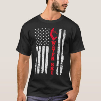 Water Ski Usa American Flag Sport Skiing Fan T-Shirt