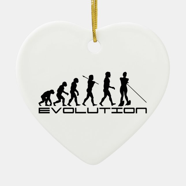 Water Ski Waterski Sport Evolution Art Ceramic Ornament (Front)