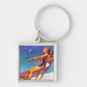 Water Skier by McClelland Barclay Key Ring