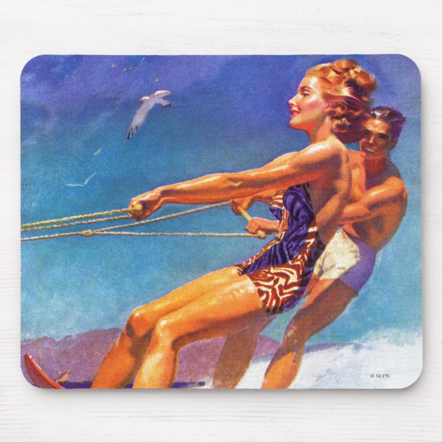 Water Skier by McClelland Barclay Mouse Pad (Front)