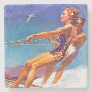 Water Skier by McClelland Barclay Stone Coaster
