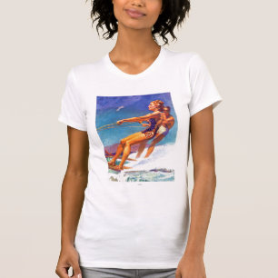 Water Skier by McClelland Barclay T-Shirt