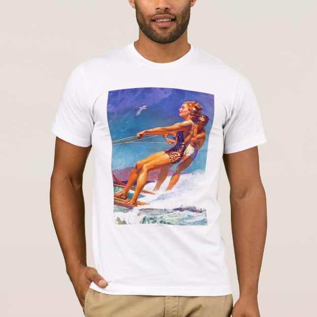 Water Skier by McClelland Barclay T-Shirt (Front)