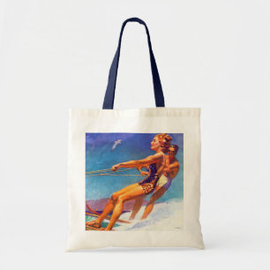 Water Skier by McClelland Barclay Tote Bag