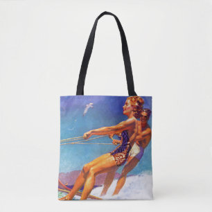 Water Skier by McClelland Barclay Tote Bag