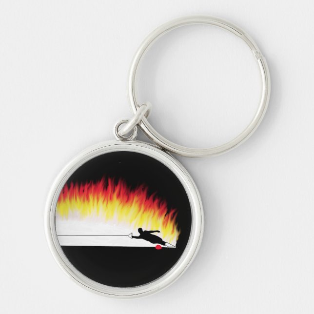 Water Skier With Flames Keychain (Front)