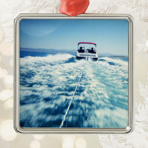 Water Skiing Behind Speed Boat Photo Metal Ornament