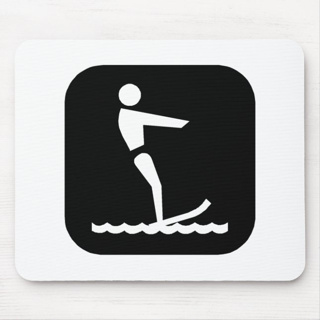 Water Skiing (Blk) Mouse Pad (Front)