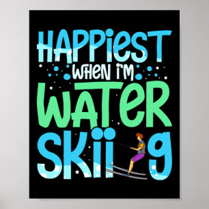 Water Skiing Boat Beginner Board Skier Waterski Tr Poster