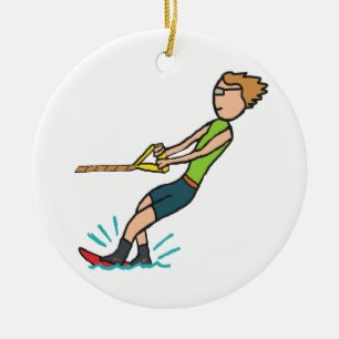 Water Skiing Ceramic Ornament