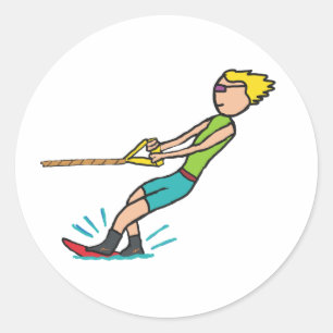 Water Skiing Classic Round Sticker