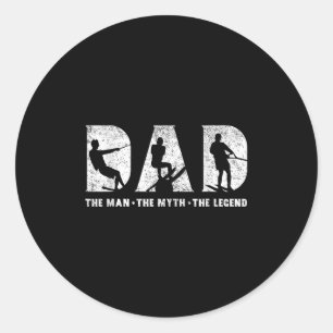 Water Skiing Dad The Man The Myth The Legend Fathe Classic Round Sticker