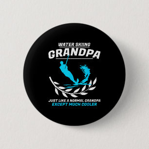 Water skiing grandpa men extreme sports ski rope 6 cm round badge