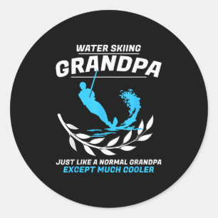 Water Skiing Grandpa Men Extreme Sports Ski Rope Classic Round Sticker