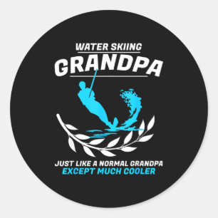 Water skiing grandpa men extreme sports ski rope classic round sticker
