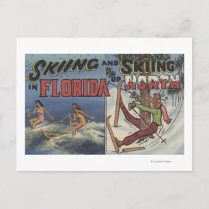 Water Skiing in Florida vs. Snow Skiing up North Postcard
