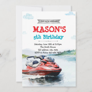 Water skiing Jet Ski party invitation
