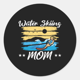 Water Skiing Mum Waterskiing Water Skiing Mothers  Classic Round Sticker