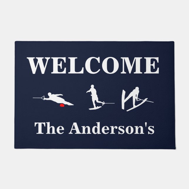 Water Skiing Personalised Door Mat (Front)