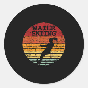 Water Skiing Retro Waterski Vintage Waterskiing Su Classic Round Sticker