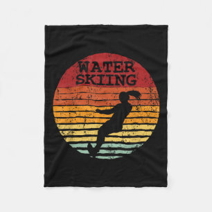 Water Skiing Retro Waterski Vintage Waterskiing Su Fleece Blanket
