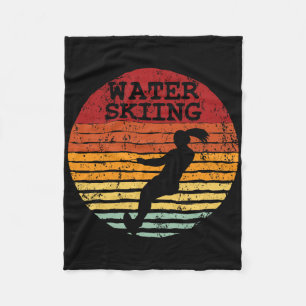 Water Skiing Retro Waterski Vintage Waterskiing Su Fleece Blanket