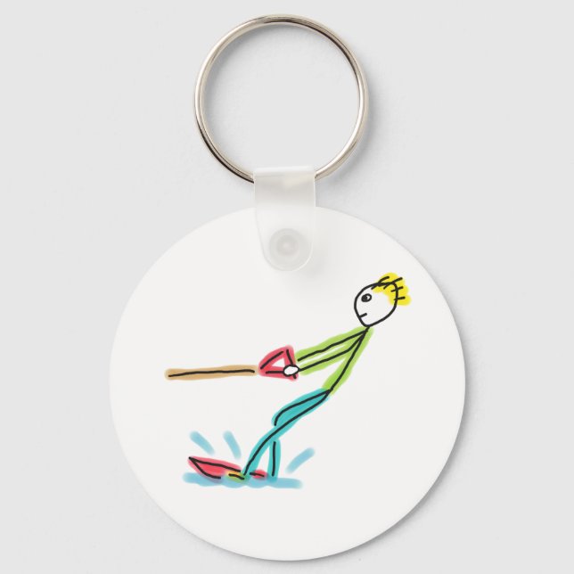 Water Skiing Stickman Key Ring (Front)